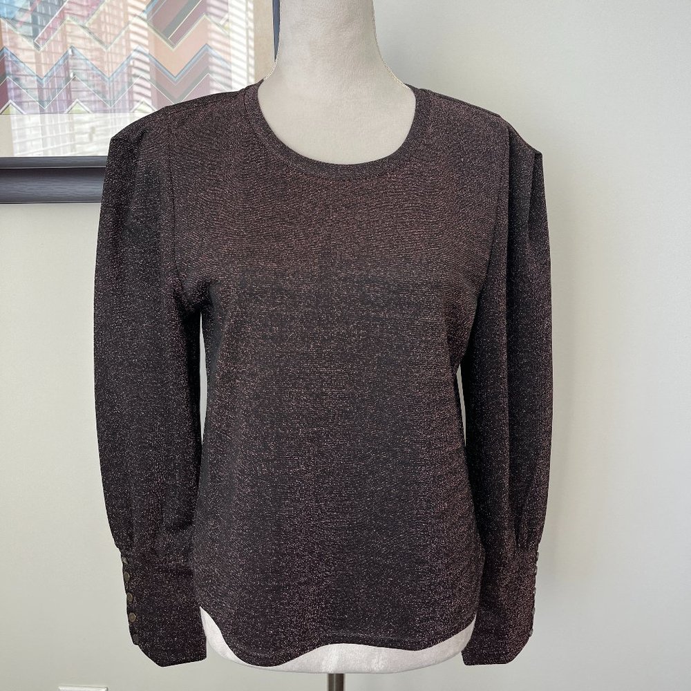 DKNY Metallic Dramatic Shoulder Top XL